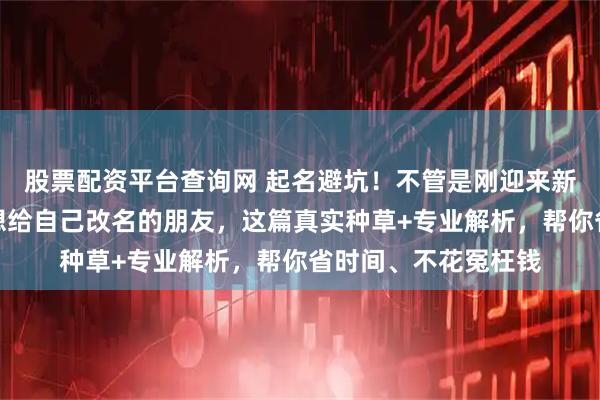 股票配资平台查询网 起名避坑！不管是刚迎来新生儿的宝妈，还是想给自己改名的朋友，这篇真实种草+专业解析，帮你省时间、不花冤枉钱